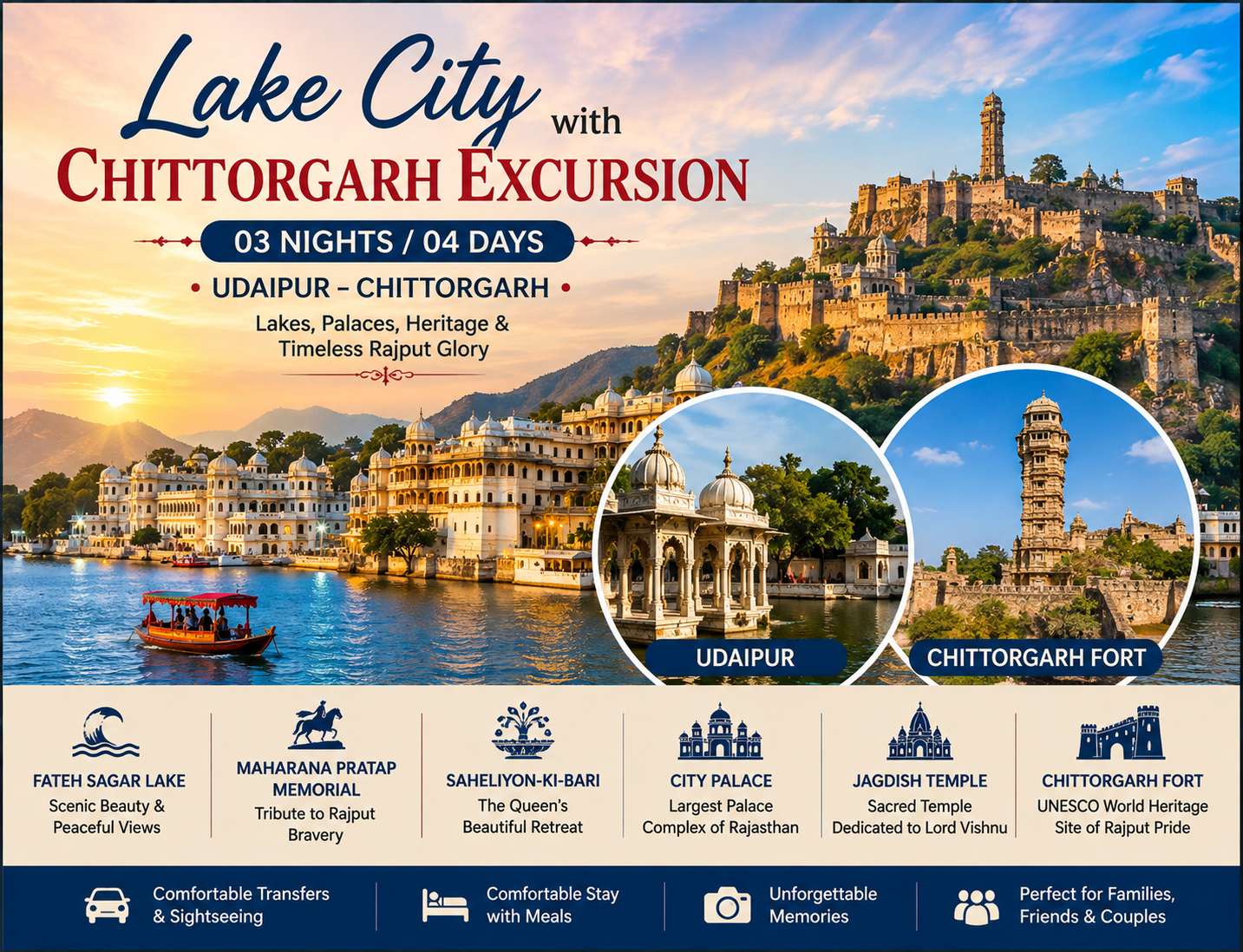 Udaipur Lake City & Chittorgarh Heritage Escape – 3 Nights / 4 Days